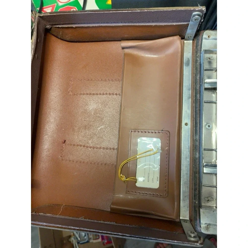 Antique Black Leather Salesman Sample Case Traveling Display Briefcase